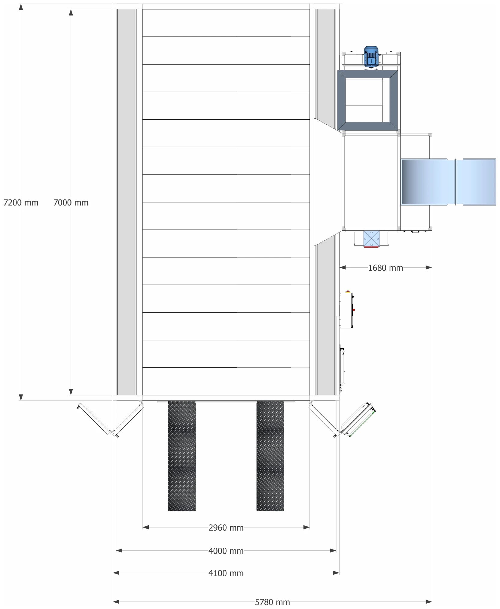Cabine utilitaire 7 m — vue de dessus cotée