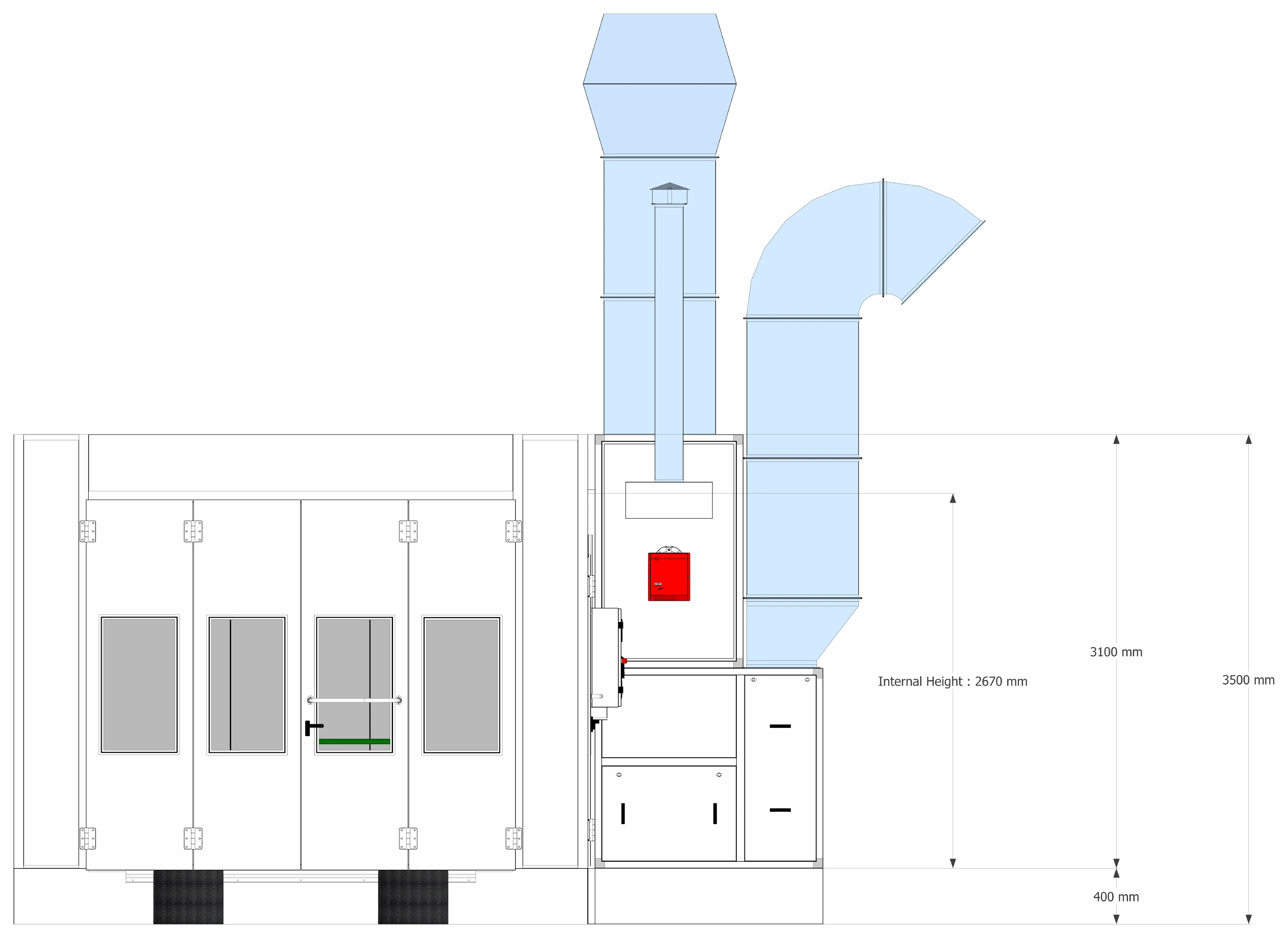 Cabine utilitaire 7 m — vue latérale cotée, hauteurs